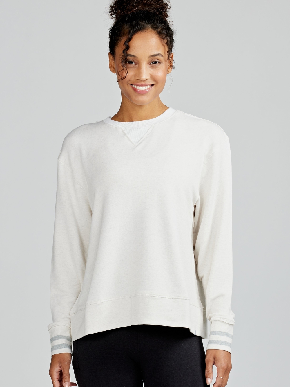 tasc Clubhouse French Terry Sweatshirt Coconut Heather Womens Medium